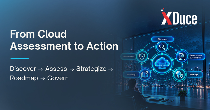 Cloud advisory process showing discovery, current state assessment, strategy definition, roadmap development, governance, and ongoing advisory.