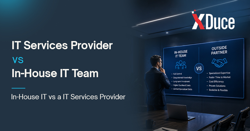 Enterprise IT leader comparing an in-house team versus a digital transformation company