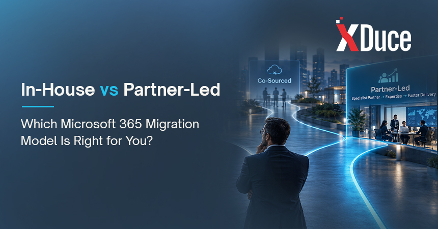 IT leader comparing in-house, partner-led, and co-sourced Microsoft 365 migration approaches.