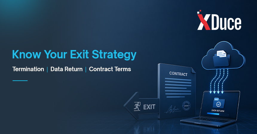Cloud services contract termination concept showing cancellation terms, data return, deletion, and provider exit strategy.