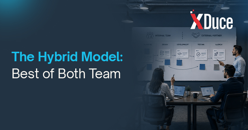 In-house IT team and digital transformation company collaborating on a hybrid project
