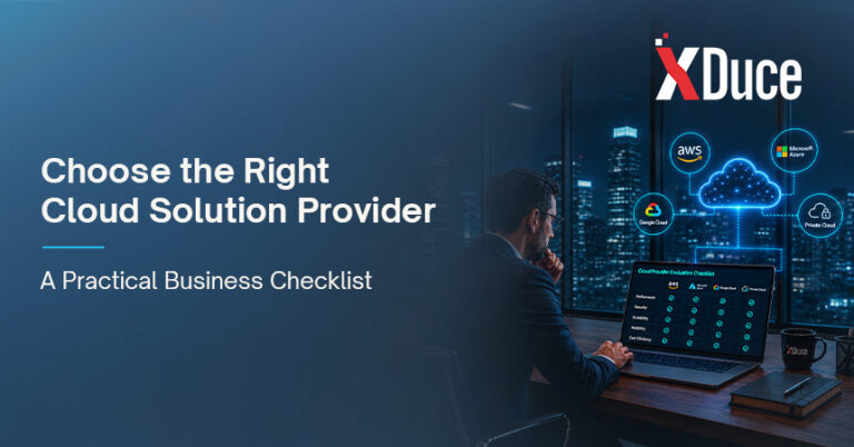 Business leader using a checklist to evaluate and choose the right cloud solution provider.